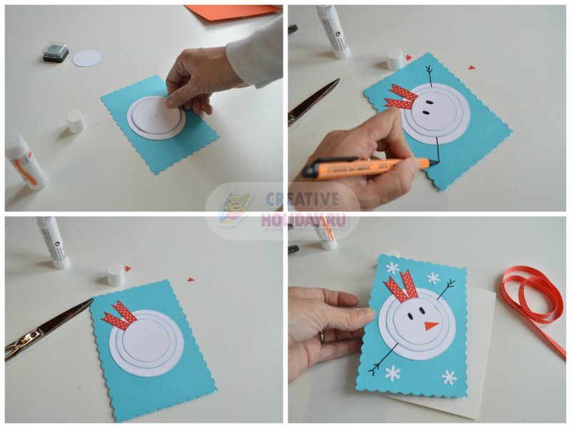 Красивая открытка новый год: снеговик. Лучшие идеи с фото