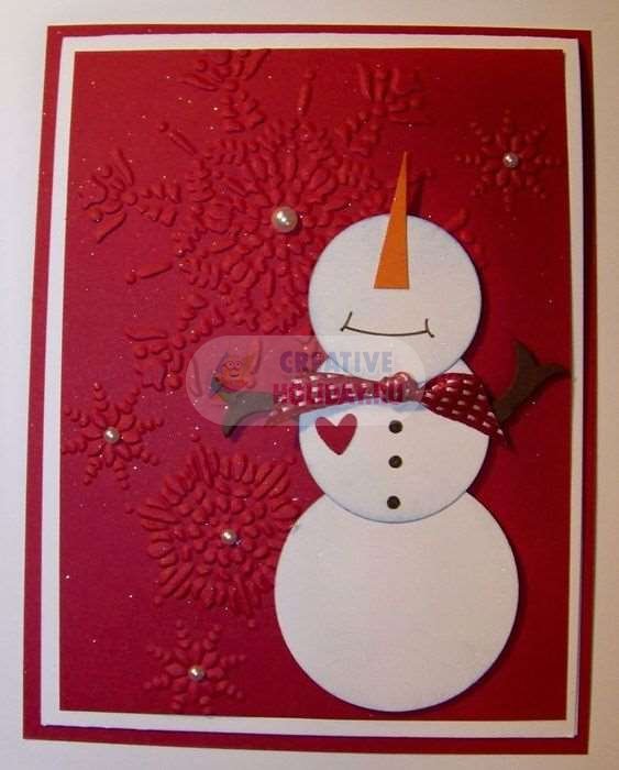 открытка Новый год снеговик