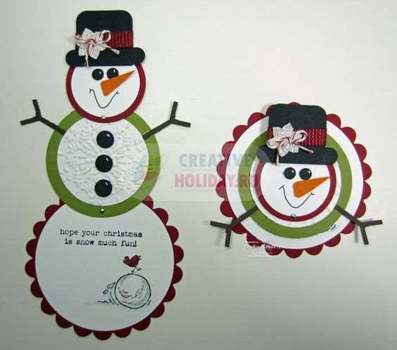 открытка Новый год снеговик